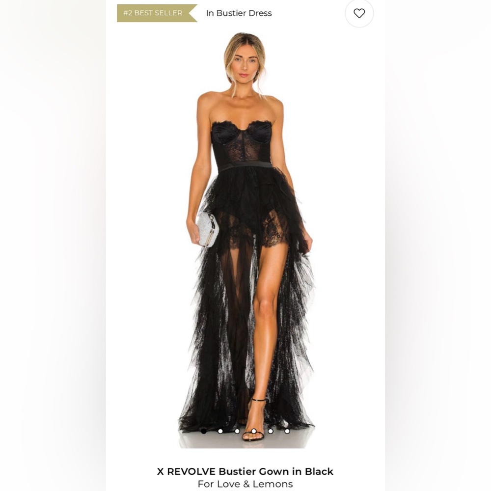 For Love & Lemons Black Strapless Bustier Gown